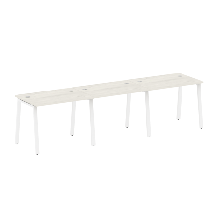 Рабочая станция на 3 рабочих места на А-образном м/к Metal System Style БА.СМ-3.1 3000x720x750 (Дуб наварра/Белый металл)