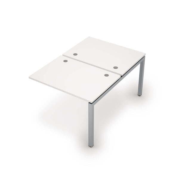 6МБК.5277 Бенч-система на 2 рабочих места, конечный модуль (1000x1435x750) (Белый/Алюминий матовый)