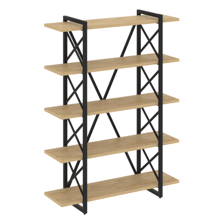 Стеллаж на регулируемых опорах-5 полок VR.L-MST.O-5.8V 1200x400x1650 (Тиквуд Светлый/Черный металл)