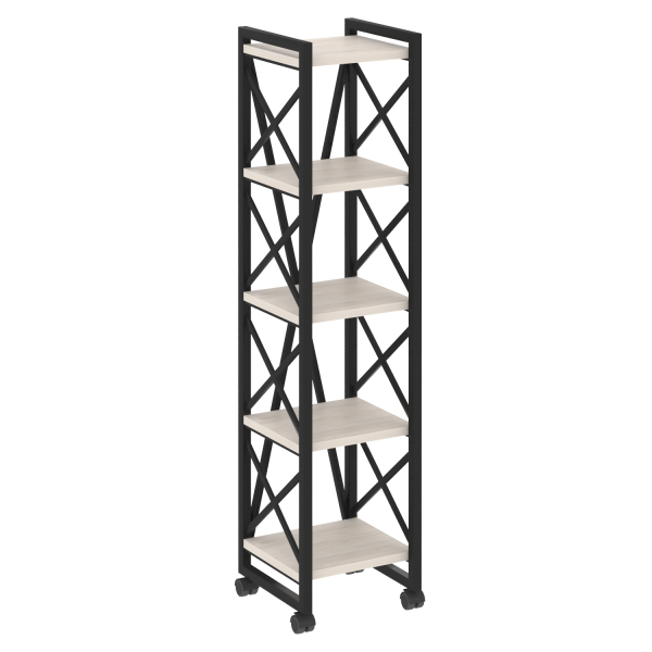 Стеллаж на колесных опорах-5 полок VR.L-MST.K-5.4 400x400x1704 (Денвер Светлый/Черный металл)