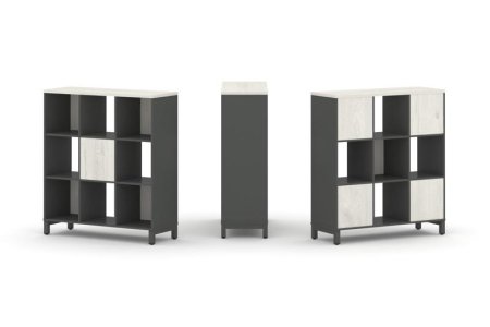 Набор стеллажа 2-х сторонний, 3 яруса SN.NSD-331 (1121х400х1248) (Антрацит/Дуб Наварра/Металл Антрацит)