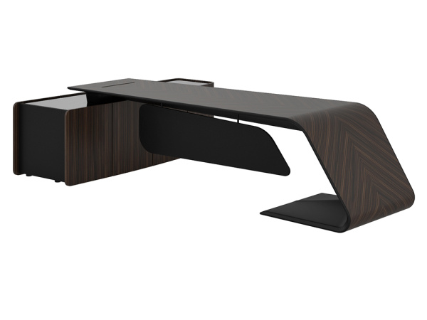 Стол письменный правый BUGATTI 326х240 (3260х2400х760) (Эбеновое дерево M-EB-02C)