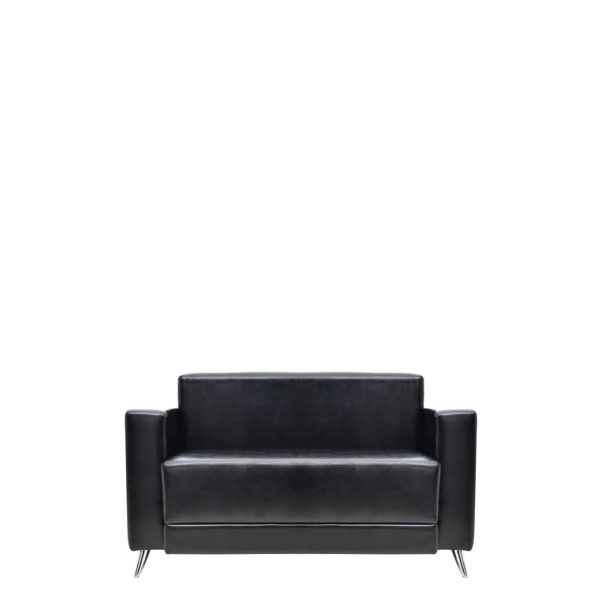 Диван офисный Блок (А-03) 2-х местный с подлокотниками (Черный)