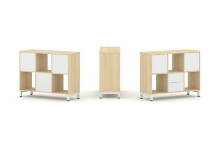 Набор стеллажа 1 сторонний, 2 яруса SN.NS-231 (1121х400х881) (Акация Лорка/Белый/Металл Белый)