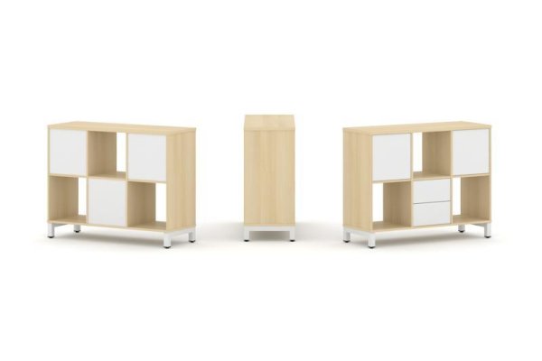 Набор стеллажа 1 сторонний, 2 яруса SN.NS-231 (1121х400х881) (Акация Лорка/Белый/Металл Белый)