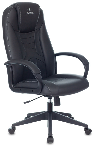 Кресло игровое Zombie 8 черный эко.кожа крестов. пластик (Черный)