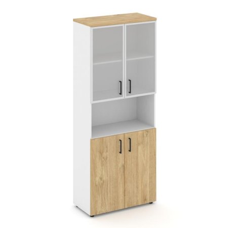 Шкаф высокий широкий SN.STS.E-106 (796х400х1982) (Белый/Тиквуд Светлый/Сатин)