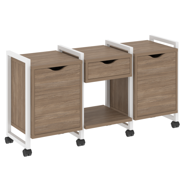 Тумба на колесных опорах наборная VR.L-TN-7.K 1440x460x767 (Дуб Аризона/Белый металл)