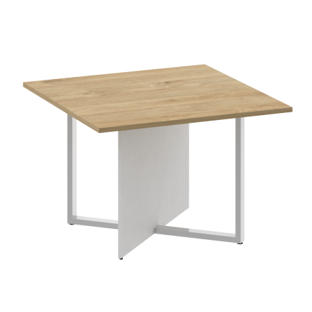 Стол переговорный, квадратный Shift SK.SP-KV-110-1 (1100x1100x753) (Тиквуд Светлый-Белый Бриллиант | Хром)