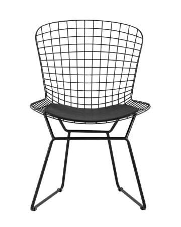 Стул обеденный Bertoia черный с черной подушкой (Стул кухонный Bertoia черный)