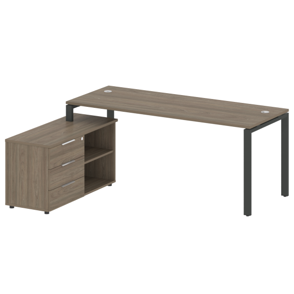 Рабочая станция с опорной тумбой левая Metal System Style БП.РС-СТС-2.5 Л 1900x1520x750 (Вяз/Антрацит металл)