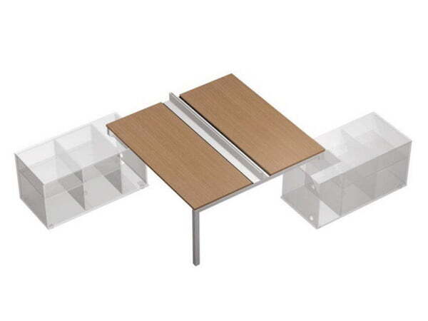 Рабочая станция (2х120) с ProSystem на 2-х опорных тумбах левых (БЕЗ ТУМБ) Profiquadro КВ 0146 БВ 17 (Белый премиум / Вишня скандинавскаяСерый)