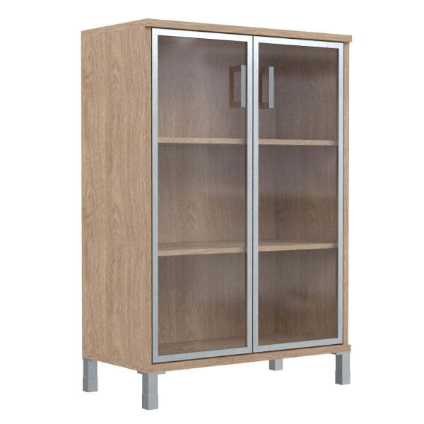 Шкаф 3 уровня, широкий, стекло в AL раме Born B-420.7 900x450x1286 (Дуб Девон)