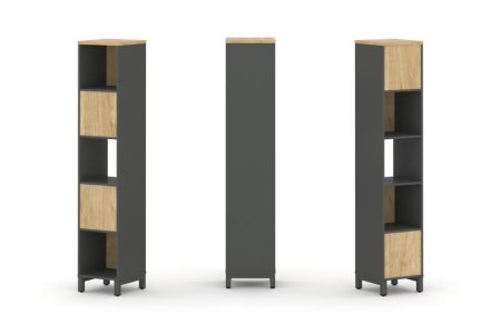 Набор стеллажа 2-х сторонний, 5 ярусов SN.NSD-511 (387х400х1982) (Антрацит/Тиквуд Светлый/Металл Антрацит)