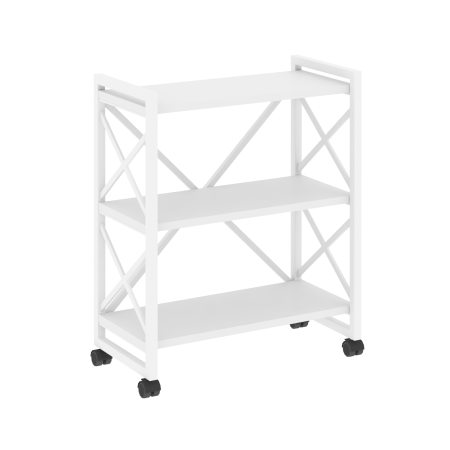 Стеллаж на колесных опорах-3 полки VR.L-MST.K-3.8 800x400x968 (Белый Бриллиант/Белый металл)