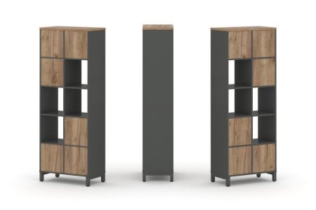 Набор стеллажа 1 сторонний, 5 ярусов SN.NS-521 (754х400х1982) (Антрацит/Дуб Табак/Металл Антрацит)