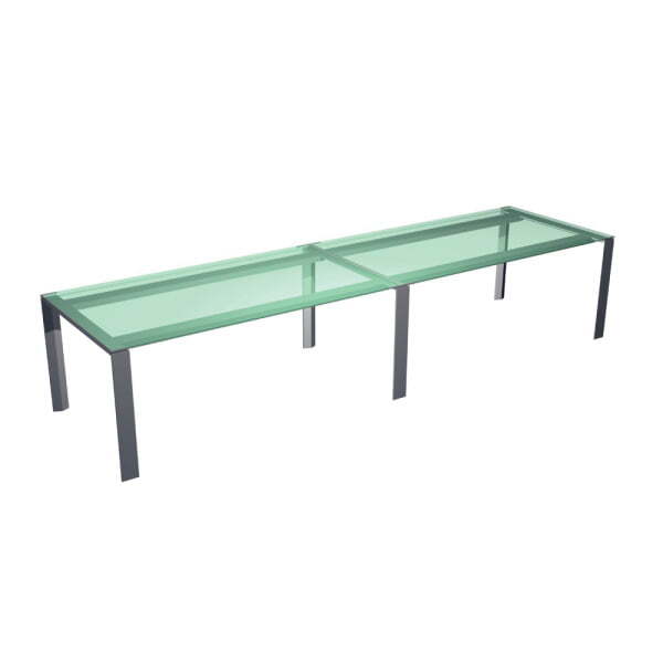 Стол для переговоров П-опоры, ноги-хром, стекло X7 X7R12 C 2800x1400x720 (СтеклоСерый)