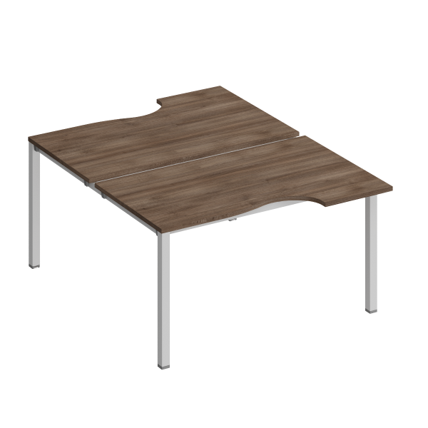 Рабочая станция со столами эргоном. на металлокаркасе КФ (2х140) Комфорт КФ К.1149 1400x1840x750 (Дуб шамони темныйСерый)