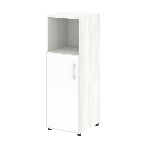 Шкаф для документов узкий со стеклом белым LT.SU-2.2 R (L) White (Снежная Патина)