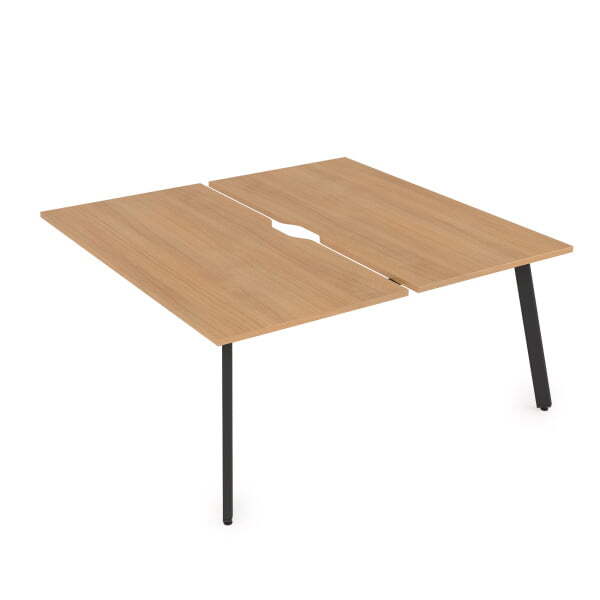 10БДКВ.278 Стол системы Бенч с вырезом, сдвоенный, на 2 рабочих места - конечный (1200x1435x750) (Romano/Черный металл)