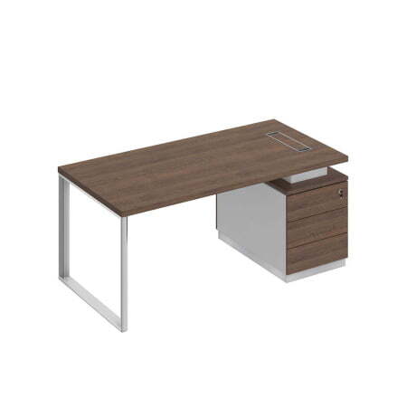 Стол руководителя на опорной тумбе левый Bravo БР 103 1800x900x750 (Дуб гладстоун / Белый премиум / Дуб гладстоунСерый)