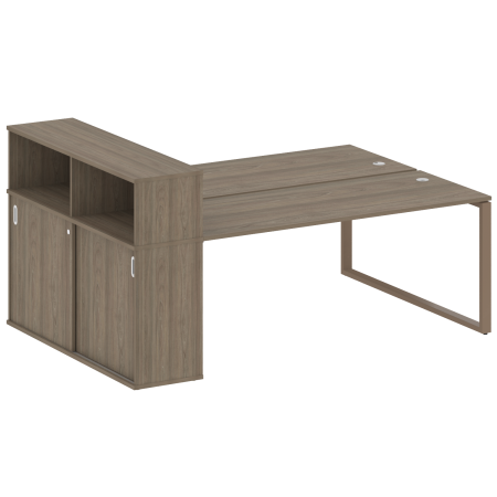 Рабочая станция с шкафом-купе на О-образном м/к Metal System Style БО.РС-СШК-2.5 Т 2210x1475x1098 (Вяз/Мокко металл)