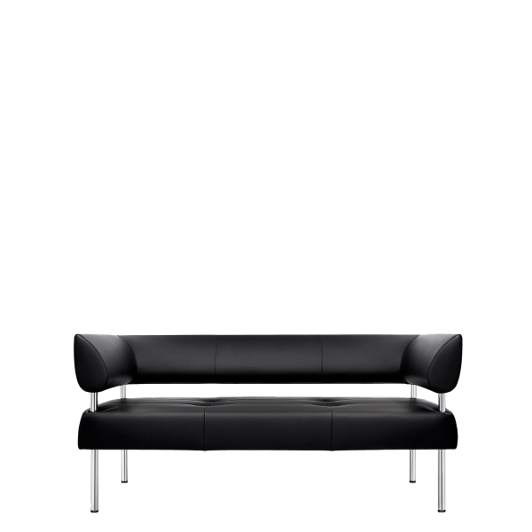 Диван офисный Бизнес (М-44) 3-х местный с подлокотниками (Черный)