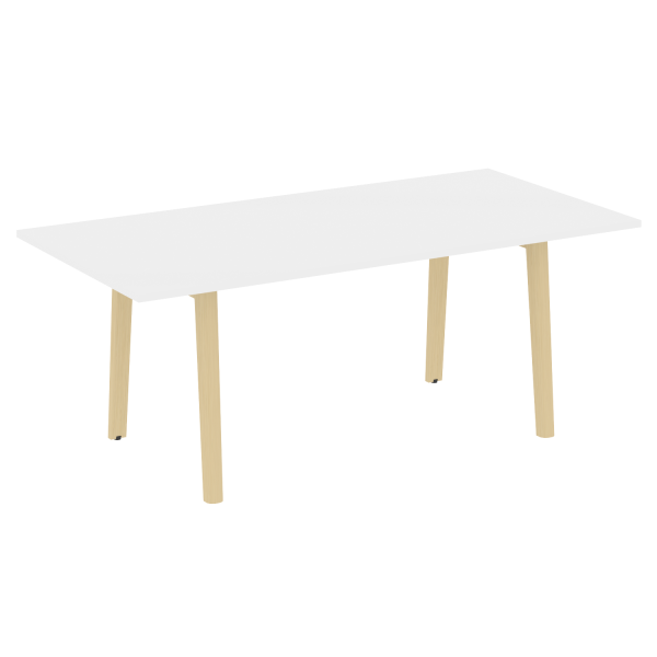 Стол переговорный на деревянных опорах Onix Wood Direct OW.PRG-19 1980x980x750 (Белый Бриллиант/Дуб Светлый)