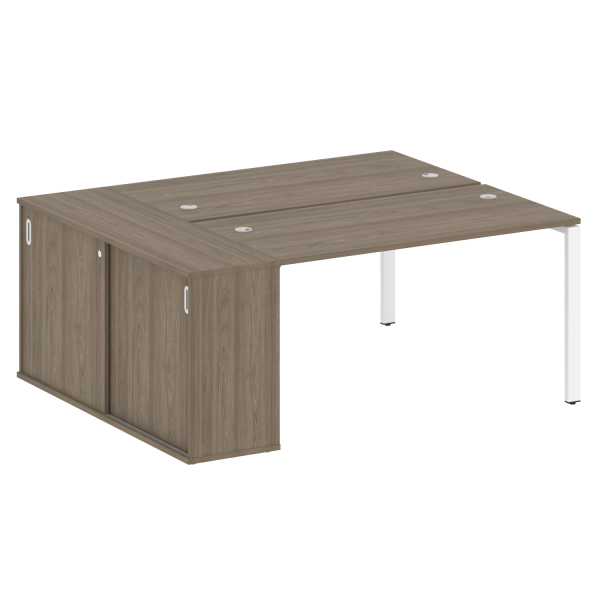 Рабочая станция с опорным шкафом-купе Metal System Style БП.РС-СШК-1.3 1810x1475x750 (Вяз/Белый металл)