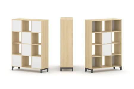 Набор стеллажа 1 сторонний, 4 яруса SN.NS-431 (1121х400х1615) (Акация Лорка/Белый/Металл Антрацит)