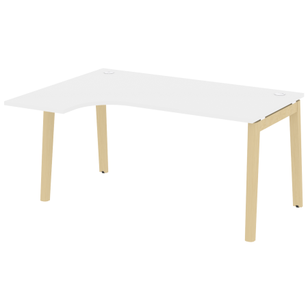 Стол эргономичный левый на деревянных опорах Onix Wood OW.SA-4L 1580x1180x750 (Белый Бриллиант/Дуб Светлый)