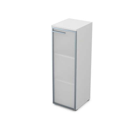 9ПЛ.017.6 Пенал средний со стеклом (400x450x1245) , левый (Белый премиум)