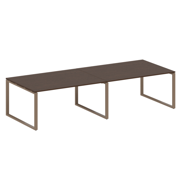 Переговорный стол 2 столешницы Metal System Style БО.ПРГ-2.4 3200x1235x750 (Венге Цаво/Мокко металл)