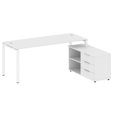 Рабочая станция с опорной тумбой правая Metal System Style БП.РС-СТС-2.5 Пр 1900x1520x750 (Белый/Белый металл)