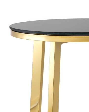 Журнальный стол 50*50 АЛЬБА золото стекло черное (Журнальный стол Альба золотой)