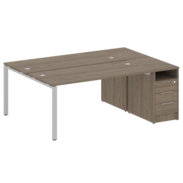 Рабочая станция с опорной тумбой Metal System Style БП.РС-СТП-2.4 2012x1475x750 (Вяз/Серый металл)