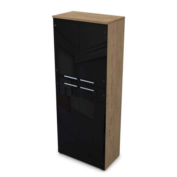 9Ш.005.23 Шкаф высокий со стеклом (800x450x2045) (Teakwood)