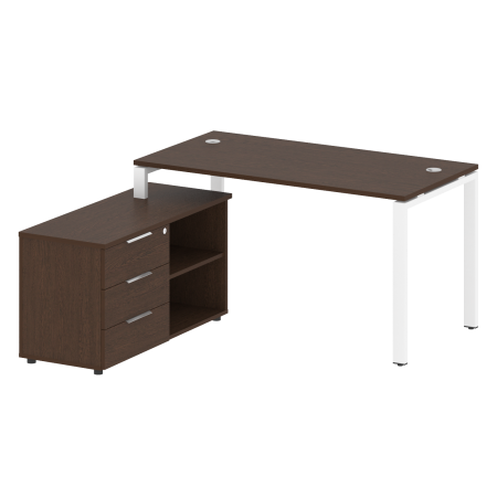 Рабочая станция с опорной тумбой левая Metal System Style БП.РС-СТС-2.3 Л 1500x1520x750 (Венге Цаво/Белый металл)