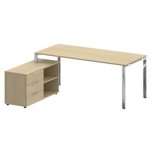 Стол для руководителя с тумбой левый БГ.СРТ-5.8 (L) 1900x1620x750 (Акация Лорка/Нерж. Сталь)