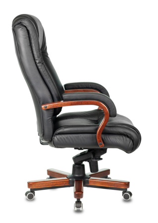 Кресло руководителя T-9925WALNUT черный кожа/кожзам крестов. металл/дерево (Черный)