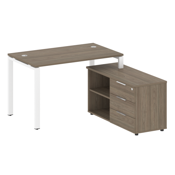 Рабочая станция с опорной тумбой правая Metal System Style БП.РС-СТС-2.2 Пр 1300x1520x750 (Вяз/Белый металл)