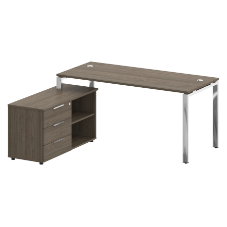 Стол для руководителя с тумбой левый БГ.СРТ-4.7 (L) 1700x1520x750 (Вяз Благородный/Нерж. Сталь)