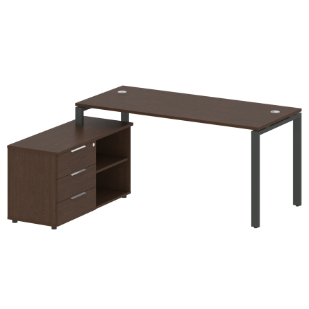 Рабочая станция с опорной тумбой левая Metal System Style БП.РС-СТС-2.4 Л 1700x1520x750 (Венге Цаво/Антрацит металл)