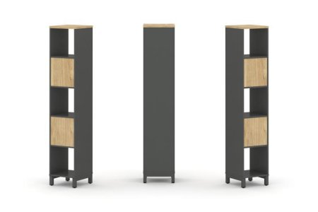 Набор стеллажа 1 сторонний, 5 ярусов SN.NS-511 (387х400х1982) (Антрацит/Тиквуд Светлый/Металл Антрацит)