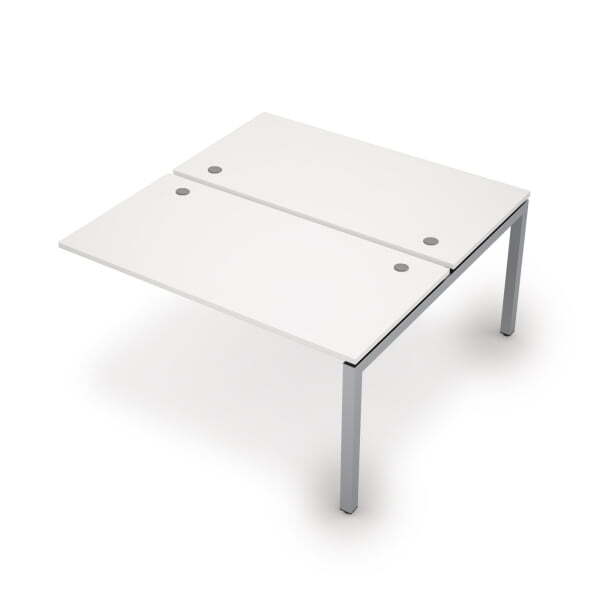 6МБК.5279 Бенч-система на 2 рабочих места, конечный модуль (1400x1435x750) (Белый/Алюминий матовый)