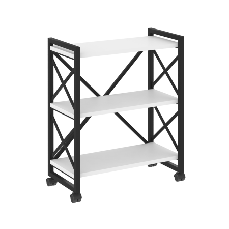 Стеллаж на колесных опорах-3 полки VR.L-MST.K-3.8 800x400x968 (Белый Бриллиант/Черный металл)
