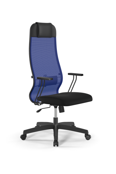 Кресло для руководителя Метта Sit 10 B1-111T - X2+UMF(X1) /Ub00/Wh00/T1bp-b(M09.B02.G15.W01) (Синий | Черный)