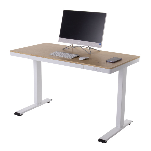 Стол c электроприводом LA-T33-E4A (1200x600x700-1200) (Молочный дуб | Белый)