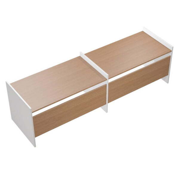 Рабочая станция на опорах ДСП (2х140) Profiquadro КВ 1208-2 БВ 2875x806x835 (Белый премиум / Вишня скандинавская)