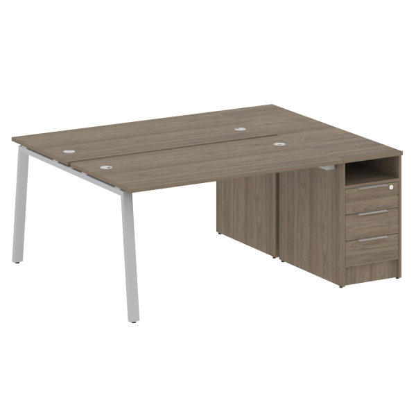 Рабочая станция с тумбой на А-образном м/к Metal System Style БА.РС-СТП-2.3 1812x1475x750 (Вяз/Серый металл)